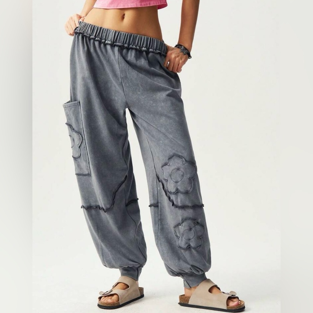 Gray Floral Women's Pants
